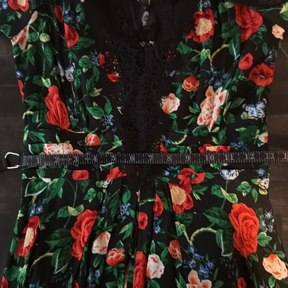 Anthropologie Black Lacy V Neck Dark Floral Butterfly Print Dress Size 2 NWT - Picture 9 of 10